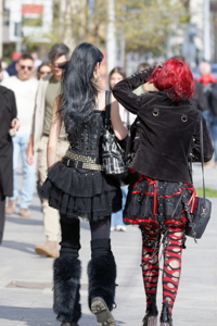 Fancy young women on the street